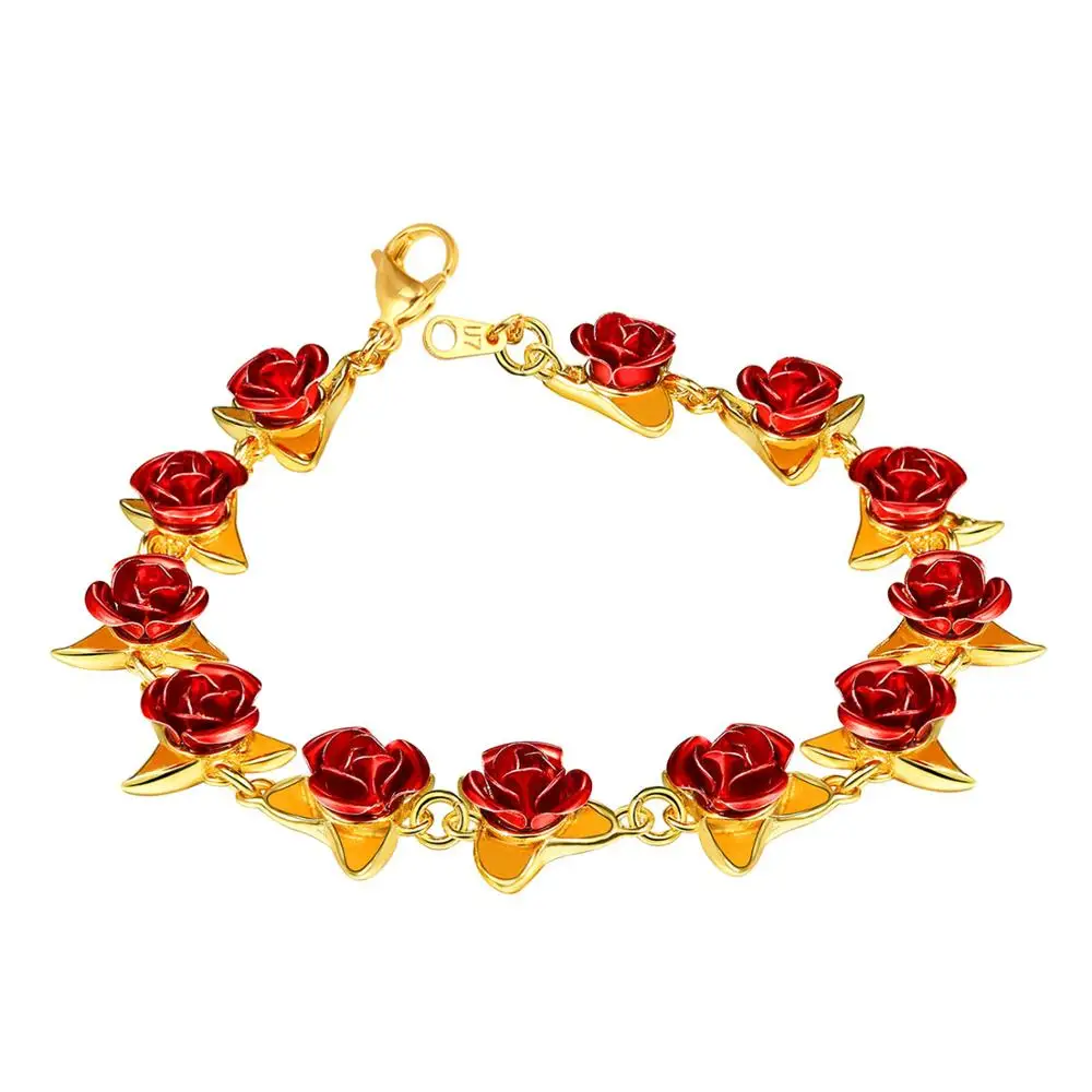 

Amazon Hot Sale New Style Fashion Rose Bracelets Gold Plating Bracelet