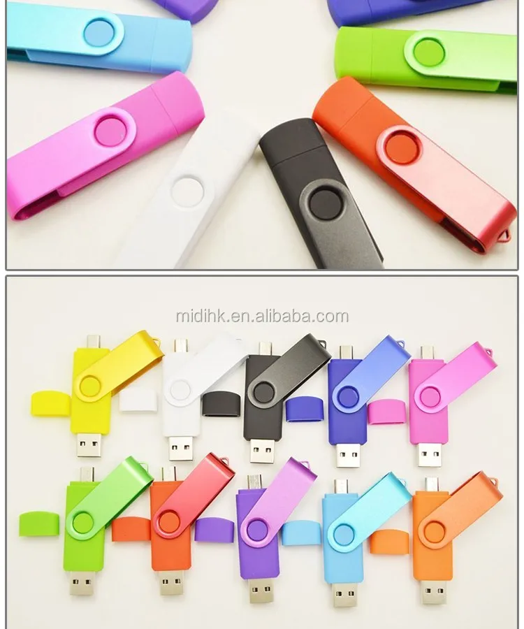 Hot Selling 2 in1 OTG Micro USB Flashdisk Memory Stick 2.0 3.0 Swiveling Flash Drive Promotion Gift with Customized Logo - ANKUX.COM