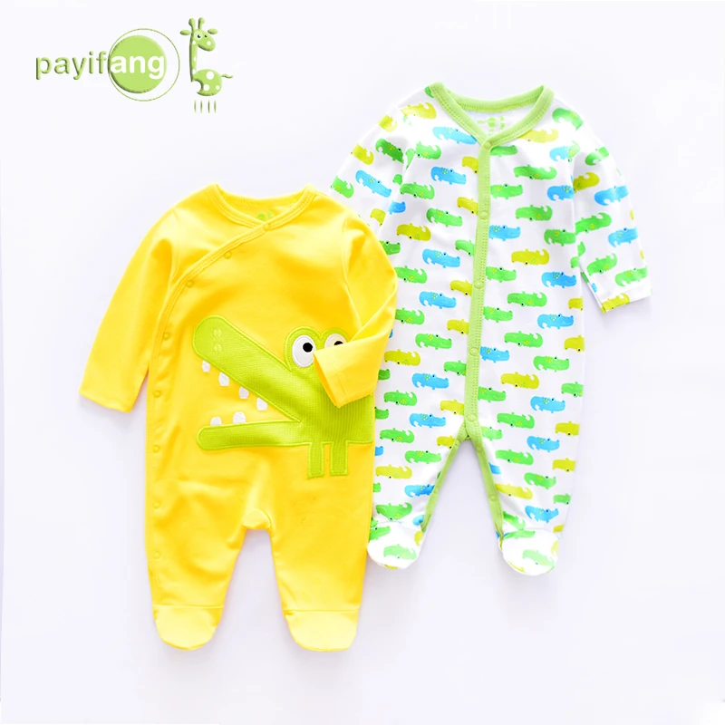 

two pieces jumpsuits spot wholesale Chinese brand Pa yi fang Spring baby sleeping bodysuit, The deer;peach;crocodile;rabbit;moon;clouds.
