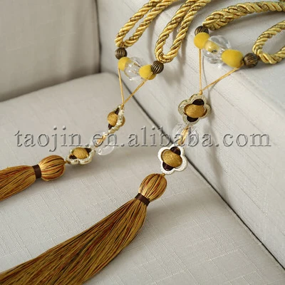 
Thin Rope Straps Connection Tassel Tieback With Beads 