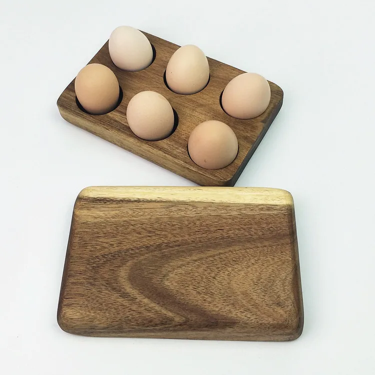 Acacia Wood Egg Storage Rack Accept Oem Size And Material Wooden Egg Holder 6 Holes Wood Egg
