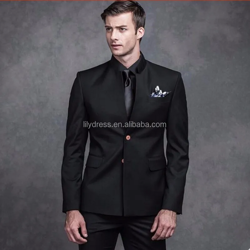 

Men suits black mandarin collar groom wedding suits tuxedos single breasted formal work business suits (jacket+vest+pants), Per the request