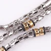 60cm length magnetic clasp rubber ring gold round men's jewelry chains