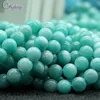 8mm Peruvian polished green amazonite round string beads for jewelry making
