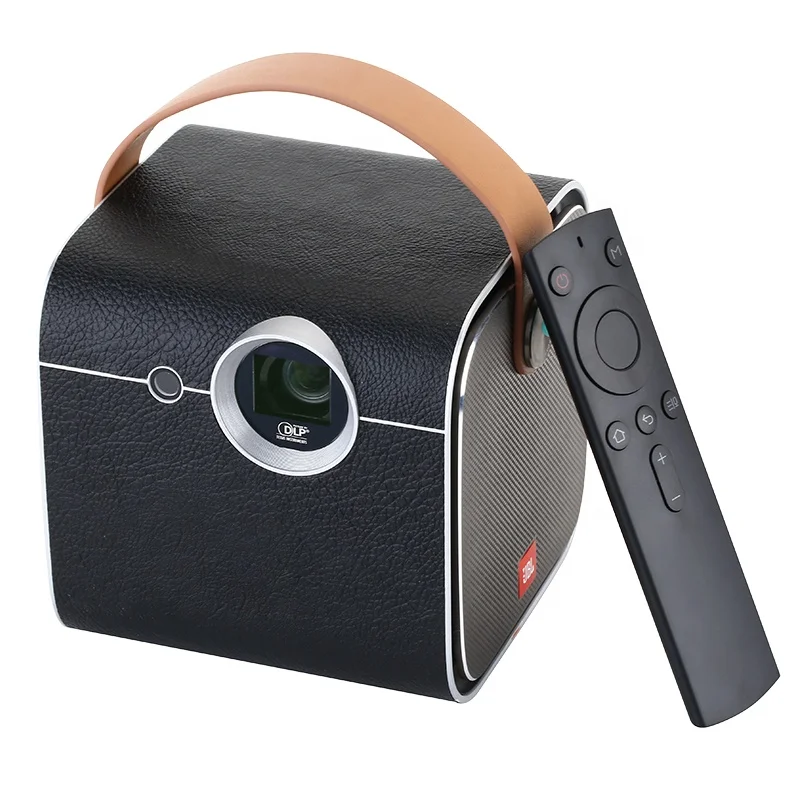

YOUYUAN Wireless Android Projector DLP OP07 720p dlp projector mini 1080P full HD with16000mah battery proyector, Black