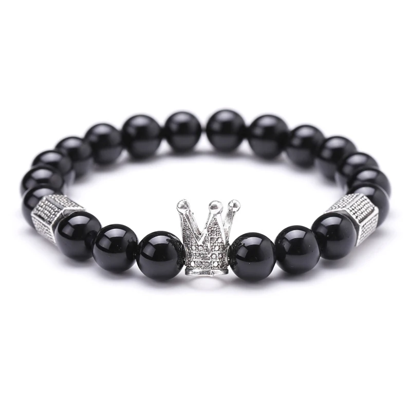 

Trade Insurance High Quality Crown Charm 8MM Glass Bead Bracelet