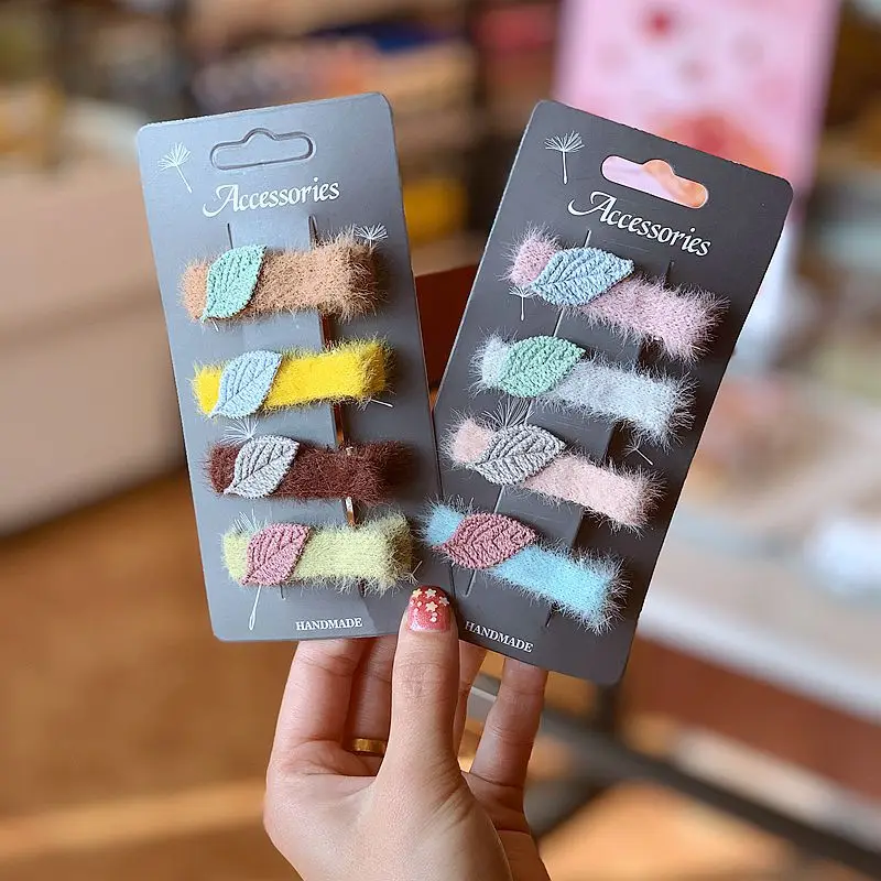 

Children's hair accessories fur duck bill clip baby leaf head clip, Picture