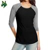 Custom womens 3/4 length sleeve t-shirt blank Scoop Neck Tee cottonplain raglan baseball t shirt women