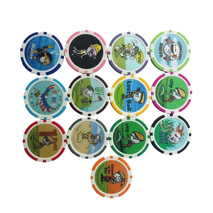 

Manufacturer Custom Logo Golf Ball Markers Clay Poker Chips with Tube Pack, Customized