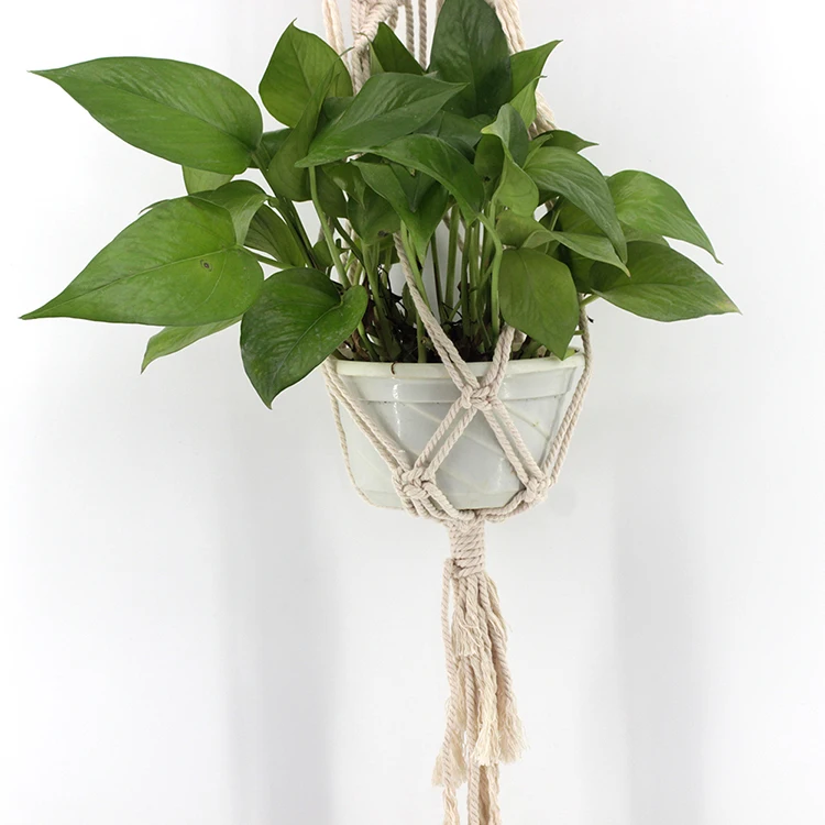 Home Decor Handmade Cotton Rope Flower Pot Plant Holder Hanging Planter Basket Plant Hanger