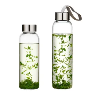 Image of 550ml Borosilicate Sports Glass Water Bottle With Stainless Steel lid And Nylon Cloth Cover