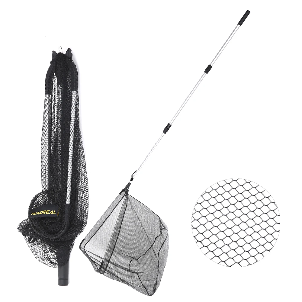 

Aluminum Telescopic Pole Fishing Folding Landing Net Rubber, Black