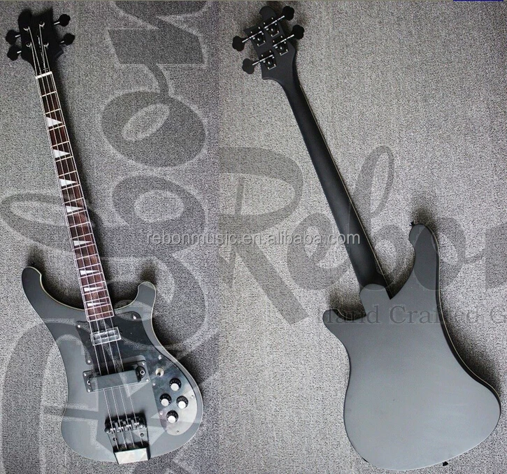 

Weifang Rebon 4 string Ricken neck through body electric bass guitar in black color
