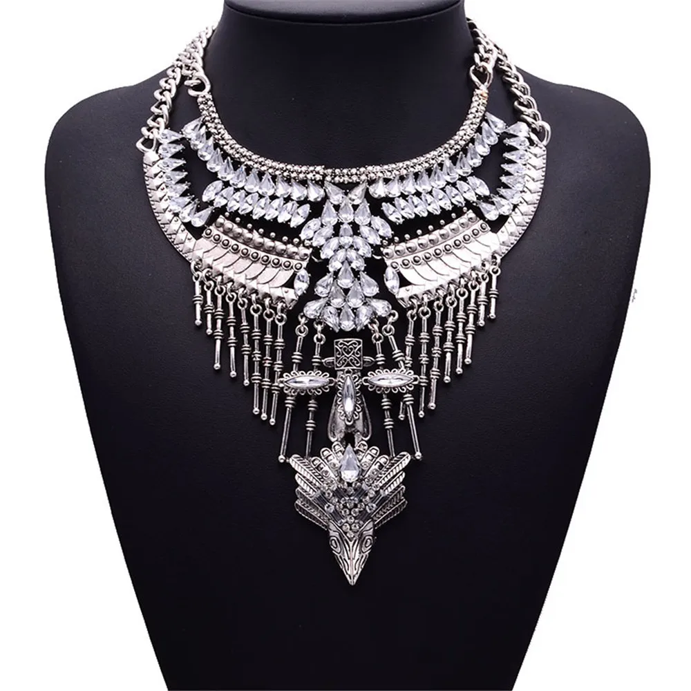 

HUSURU Jewelry Custom Fashion Vintage Gypsy Fashion Bib Bohemian Punk Ethnic Tribal Boho Statement Pendant Necklace For Party