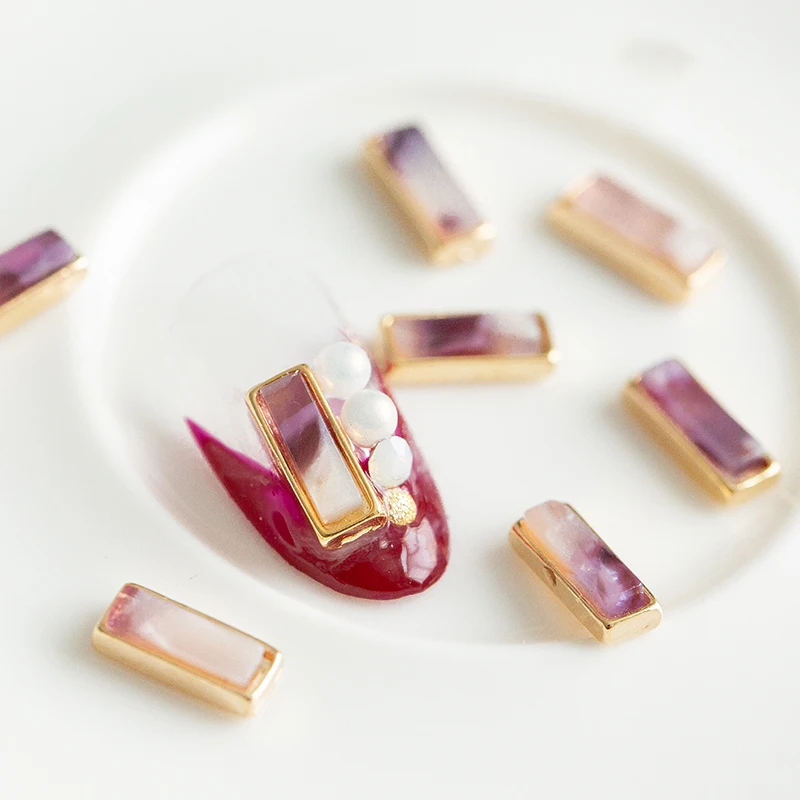 

Nail Product Beauty Golden Shell Rectangle Mauve Jade Rhinestone