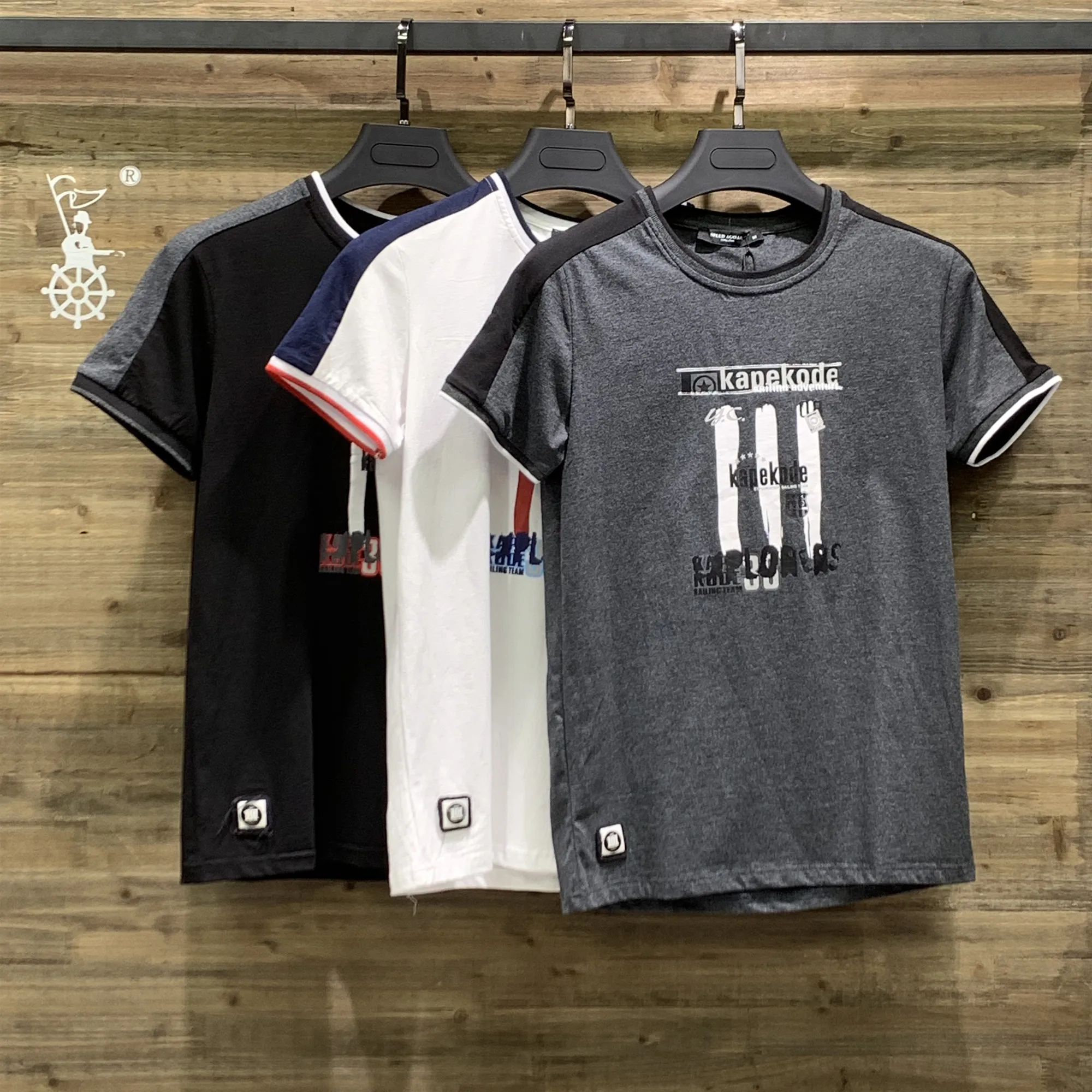 

High Quality Silk Screen Print Your Logo splice colors Custom Men T Shirt, Standard color