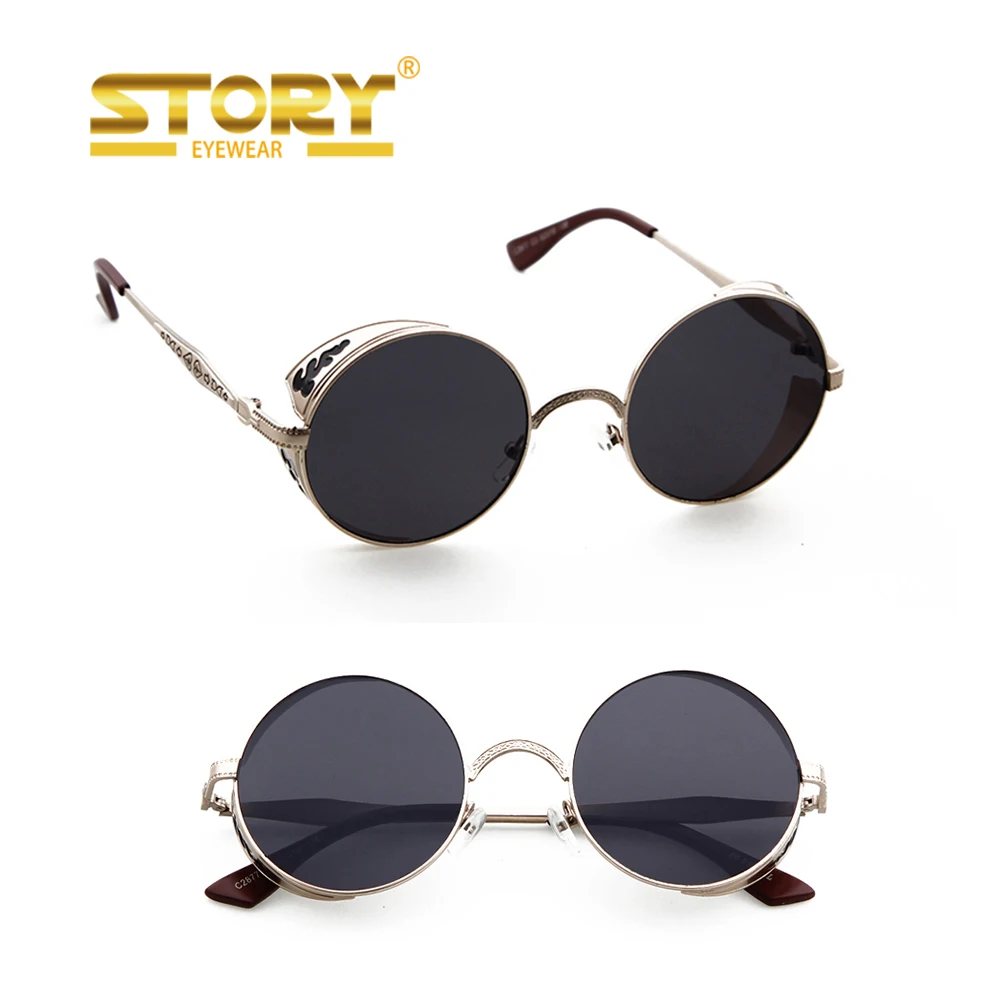 

Story new style metal Sunglasses Steampunk round mirror sunglasses