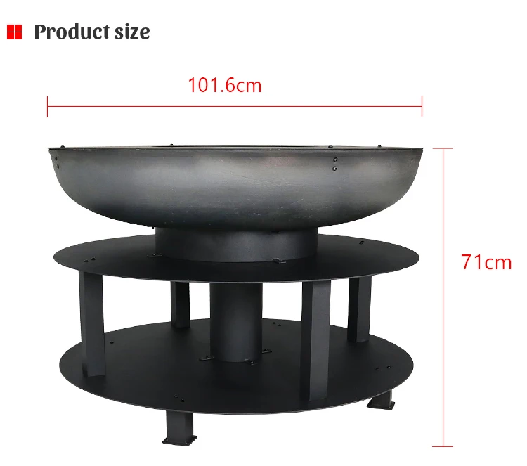 Multi Functional 40 Inch Round Shaped Firepit Bbq Outdoor Barbecue