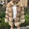 2018 New Italian Design Pattern Girls Natural Fur Jacket Fahion Real Fox Fur Coat
