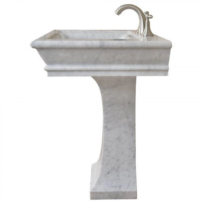 Carrara White Marble Bathroom Pedestal Sink For Hotel Buy Pedestal