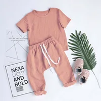 

little boy muslin suit baby summer linen set boy plain Hip-hop Suit