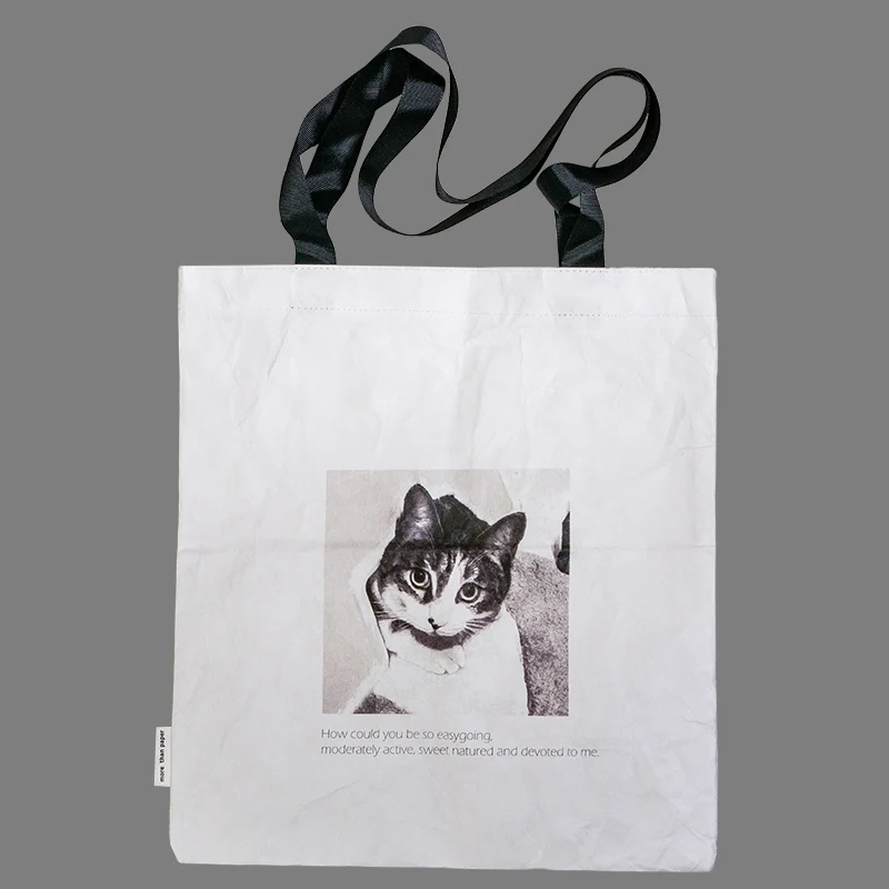 Lightweight waterproof breathable cartoon printing dupont shoulder tote bag TYVEK fashion shopping bag for sale