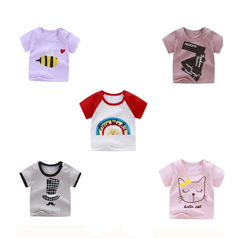 Short Sleeve Summer Baby Boys Girls T-shirt Cute Cartoon Infant Toddler Tshirts Cotton Summer Animal T shirt With Cheap Price