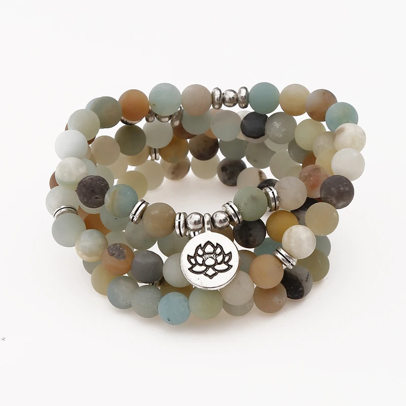 

108 Mala Beads With Lotus Buddha Charm Bracelet For Women Amazon Natural Stone Bracelet, Picture