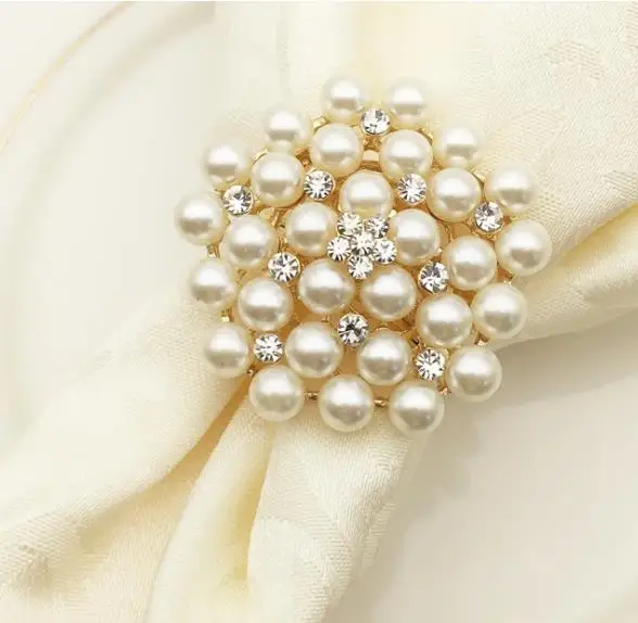 

2019 Fashion Napkin Ring Wholesale Rhinestone Pearl Ring of Napkin, Customized
