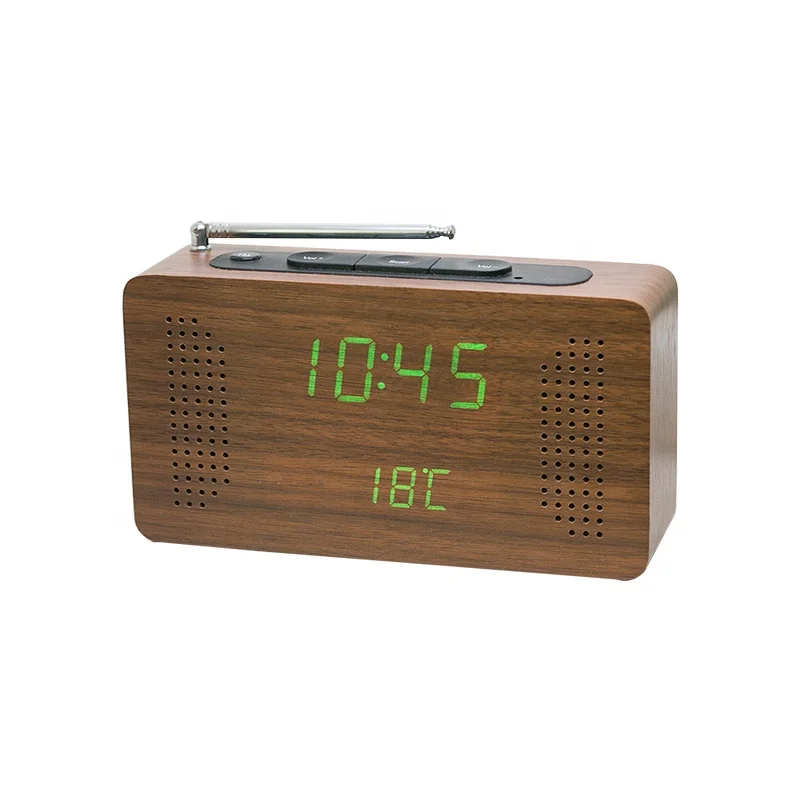 

Mini antique screen display wooden radio with led alarm clock, Black/white/wooden/brown