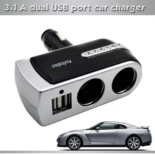 New 2 USB Car Charger Supply Double Sockets electronic Cigarette Lighter splitter Extender Splitter Adapter car USB socket 8056