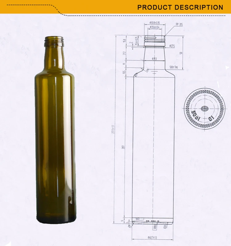 Download High Quality 375ml 500ml 750ml Unique Green Glass Olive Oil Bottle With Cork Cye-0112 - Buy ...