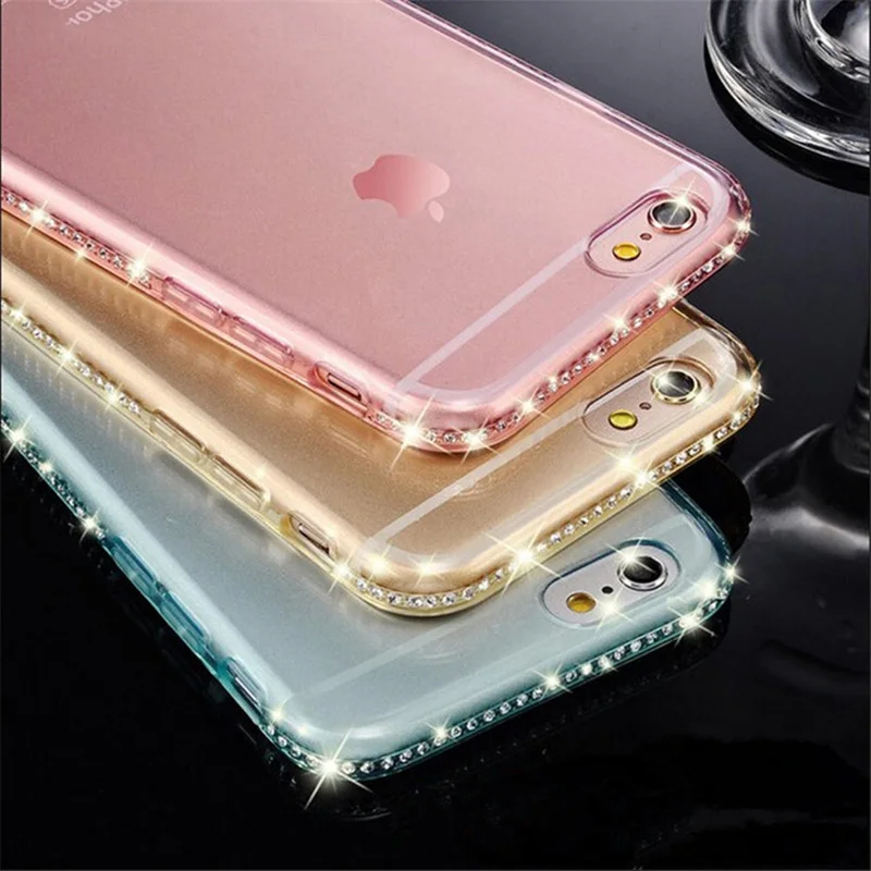 

LOVEBAY Bling Diamond Transparent Soft TPU Mobile Phone Case for iPhone XS MAX XR 8 7 Plus 6
