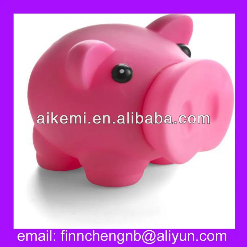 8.7x7x7.1cm Pink Color Body Vinyl Piggy Bank,Plastic Piggy Bank,Kids