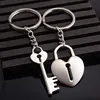 wholesale metal keychains key and lock shape key chain couple keychain