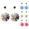 Boho style colorful raffia Tassel Earrings For Women Girls Gift Round Hoop Big Earrings Jewelry