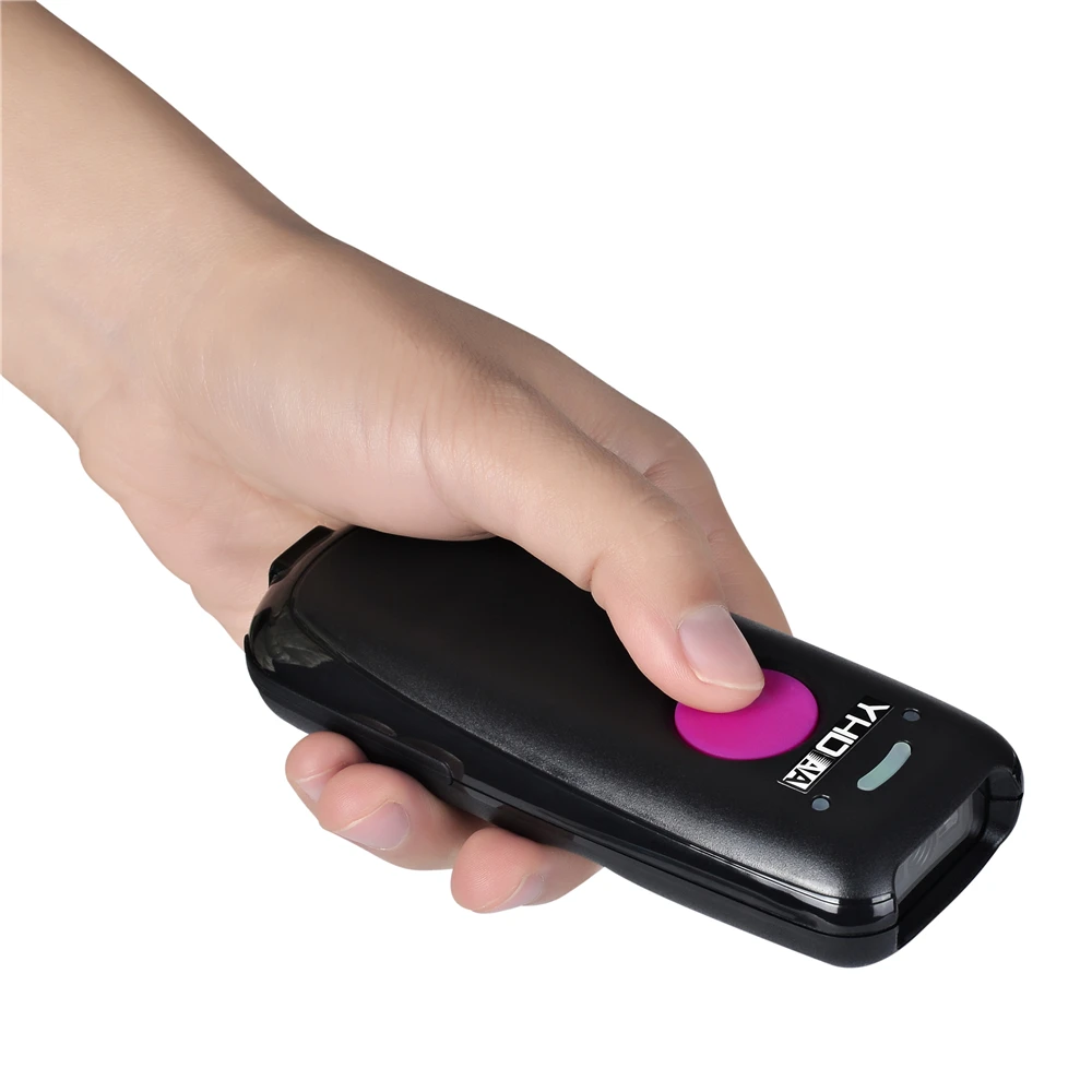 Portable 1D 2D QR Bluetooth Barcode Scanner Handheld Mini Bar Code Reader for IOS Android Smart Phone Tablet Wireless + USB, Black