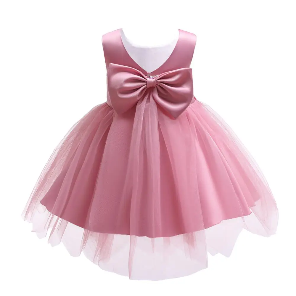 

Euro-American style party dress for kid Big bow flower girl dress Red Birthday Evening Dress for 6 years old