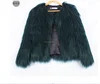 Women Fur Coat Faux Fur Vest Lady Mixed Color Winter Long Fur Coat