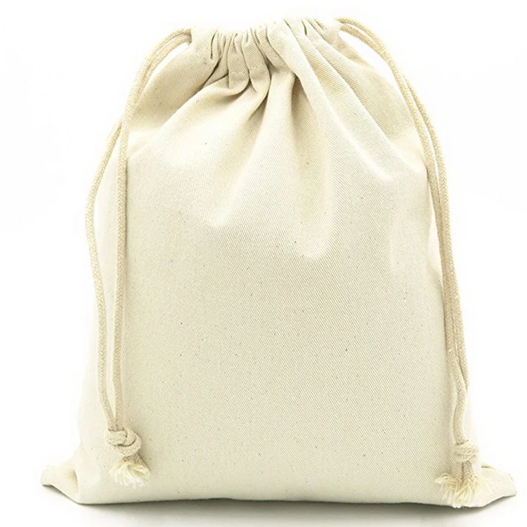 

Cotton organic muslin produce bag with drawstring, Nature