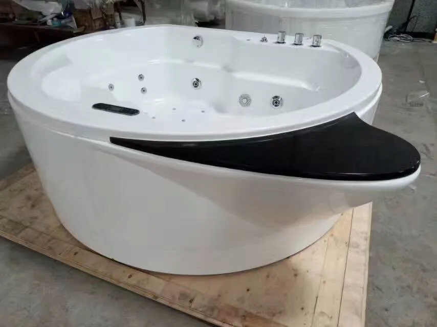 Ju286 Black Acrylic Whirlpool Bathtub Black Bathtub Solid Marble