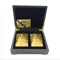 

Luxury 24k Gold Poker Card Double Side Engraved(Gold & Silver) Style, 2 Set Gold Playing Card With Wooden Box