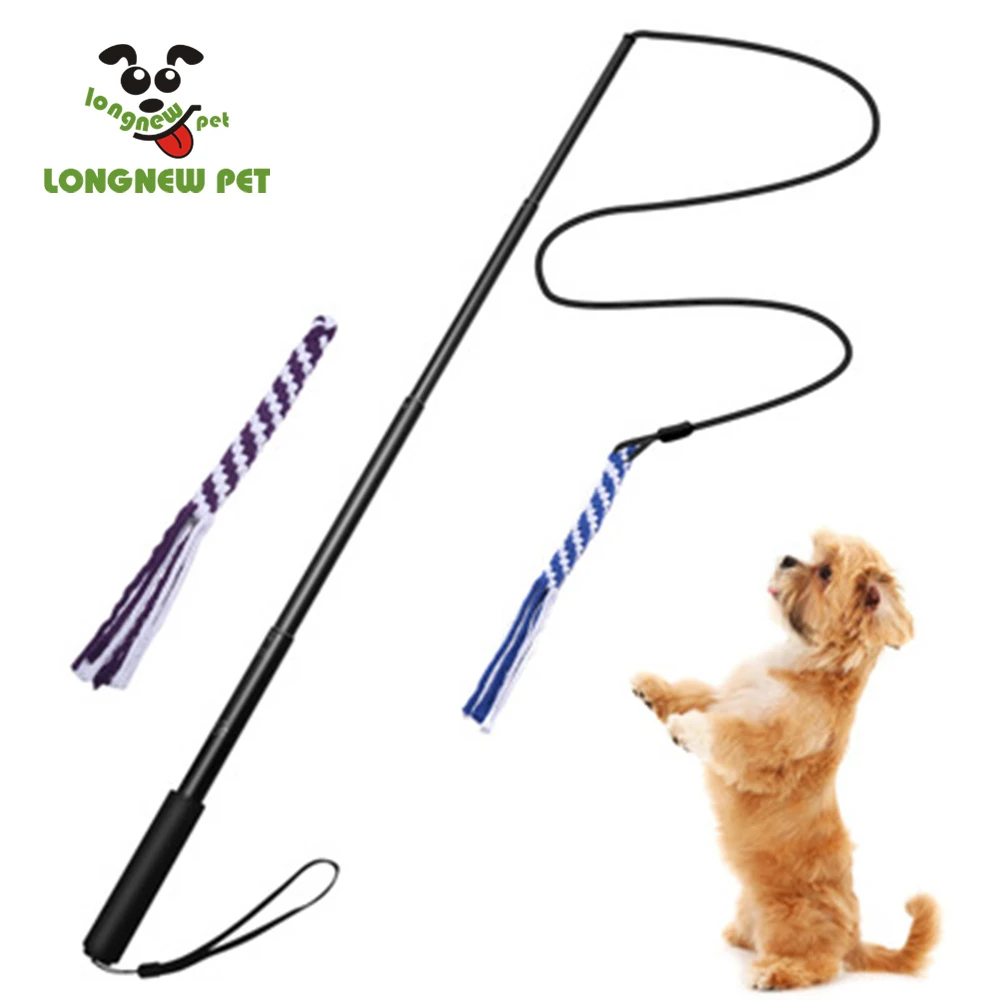 Interactive Dog Tug Toy  Extendable Dog Teaser Wand with 2 Cotton Rope Dog Toy Outdoor Playing for  Chewing Training