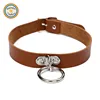 JHYM134 RDT Japanese Korean Women Punk Style Love Clock Charm Rivet Leather Belts Clavicle Choker Necklace Jewelry Wholesale