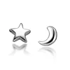 Hot Selling Cute Girl's Simple Stud Silver Color Moon Star Earrings