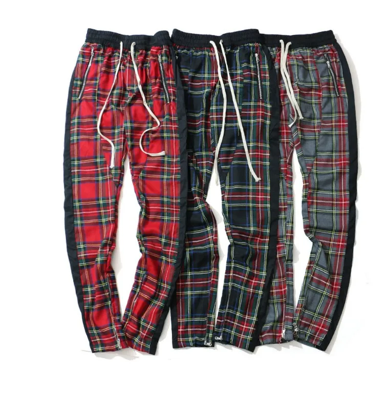 red plaid track pants mens