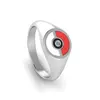 Popular Game Pokemon Go Ring Pokeball Signet in Sterling Silver/Copper/Alloy Solitaire Zircon Engagement Ring
