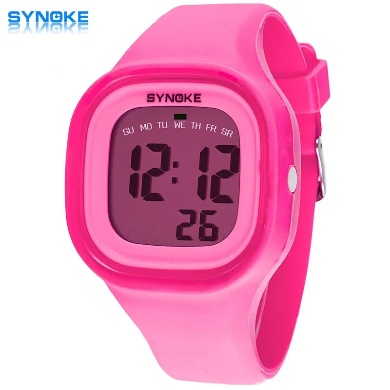 

Synoke New Brand Waterproof Kids Watch Fashion Sports LED Digital-watch Geneva Digital Silicone Jelly Children Watches for Women