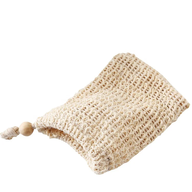 

Eco friendly exfoliating shower bath mesh Natural Soap Saver Pouch, Beige