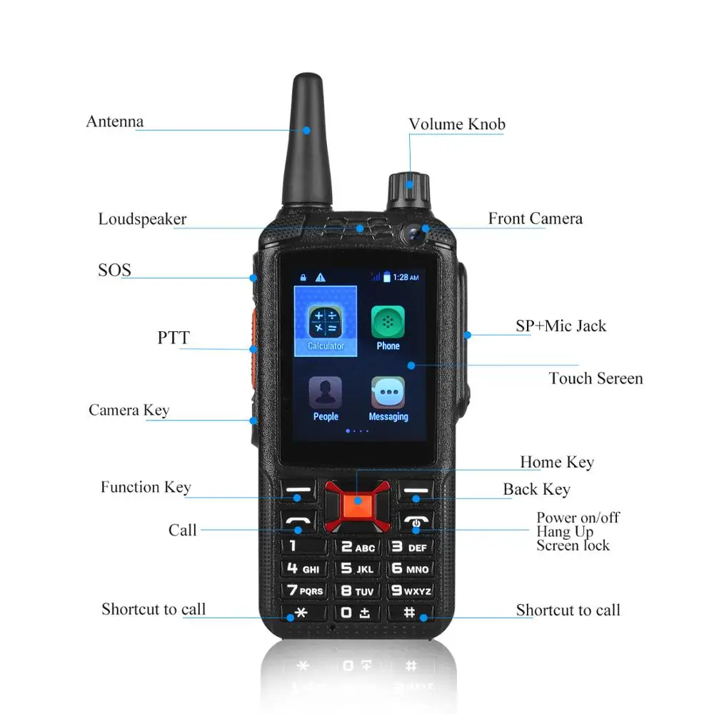 

F22 Dual sim card Zello android walkie talkie ptt Mobile 2 way radio Network two way radio intercom transceiver mobile phone, Black
